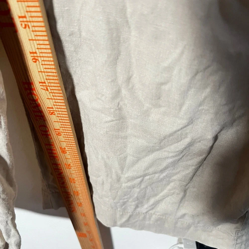 Quince 100%  Linen Pants Medium Wide Leg Drawstring Beige